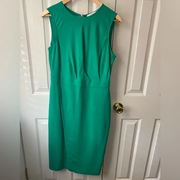 REISS Layla Green Crepe Bodycon Sleeveless Round Neck Midi Dress SZ 8P - Picture 3 of 11